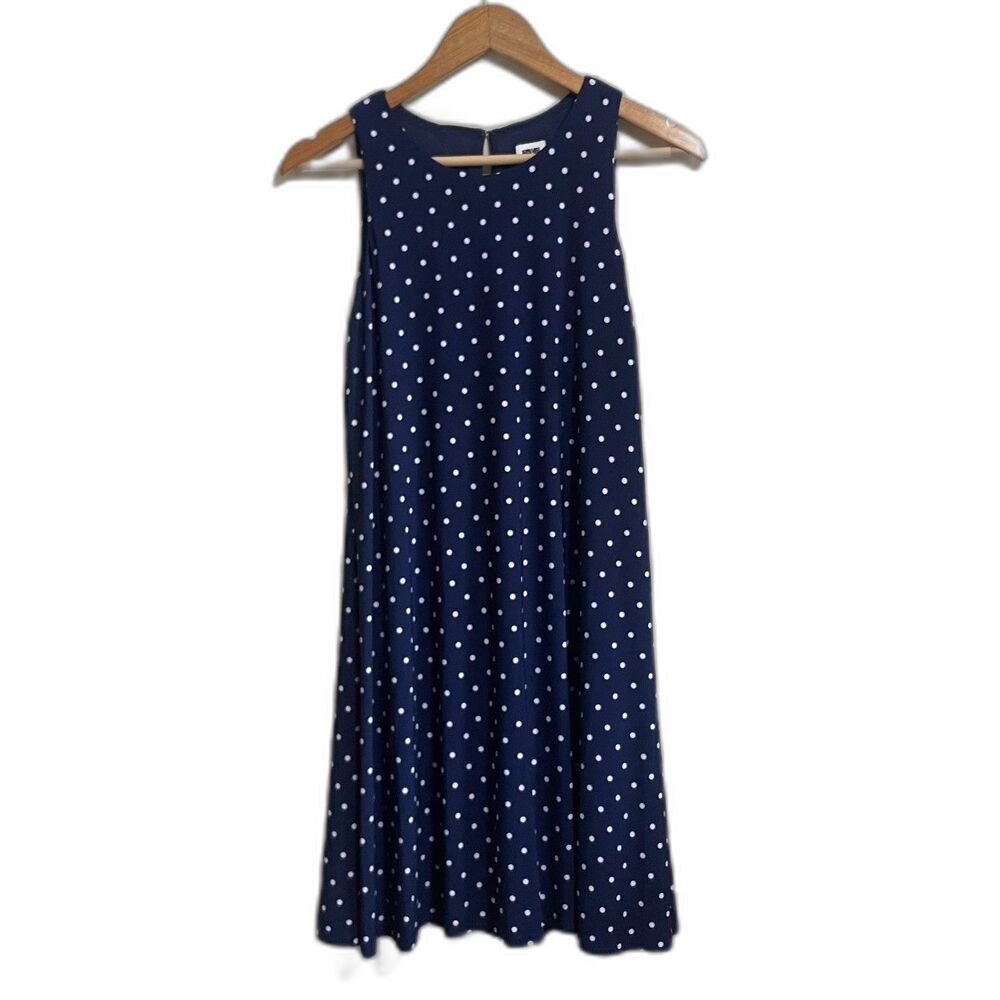 Anne Klein navy white polka dot swing dress 2 classic